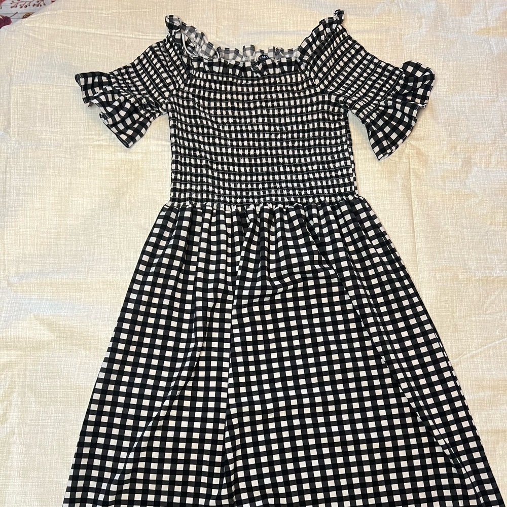 Black and White Smocked Gingham Top